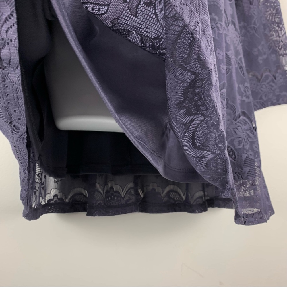 Altar’d State Lost In The City Dress Mini Purple Lace Bell Sleeves Women’s Sz XS - Picture 4 of 13